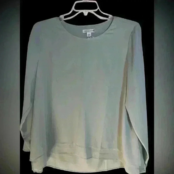 Coldwater Creek Flowy Layers Long Sleeve Mint Tunic Blouse Size XL - Picture 7 of 9
